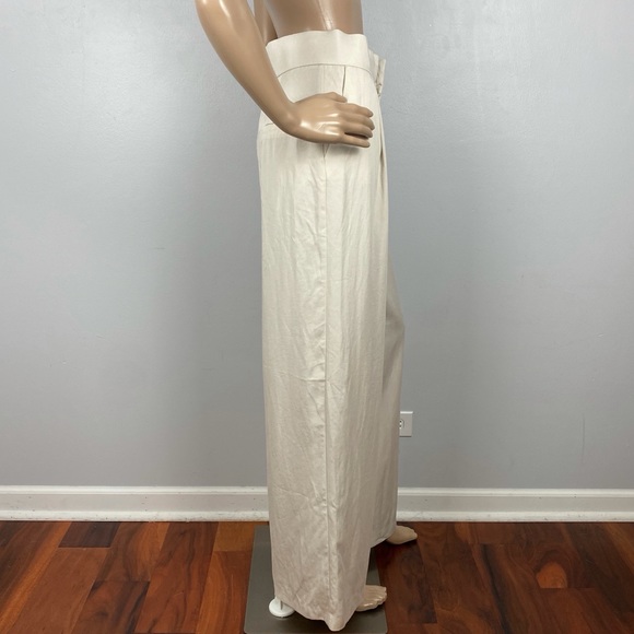 NEW ZARA BEIGE WIDE LEG PANTS - Picture 5 of 8